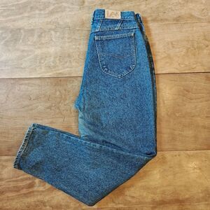 Vintage Lee Mom Jeans Women's Blue Rigid Denim High Rise Tapered Leg
